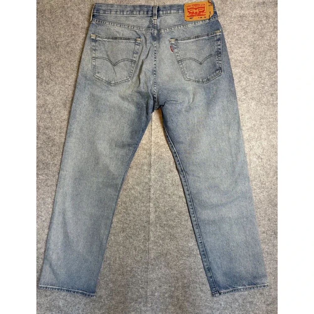 Levis 501 Jeans Mens 31 T Blue Button Fly Denim Pants Faded Work Distressed